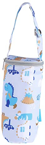 Hohopeti Isoliertasche Babyflaschen aus Baumwolle und Aluminiumfolie Tragbare Thermotasche mit Anhängerdesign Hält Muttermilchflaschen Warm für Unterwegs und Kinderwagen Grau 18 X 8cm