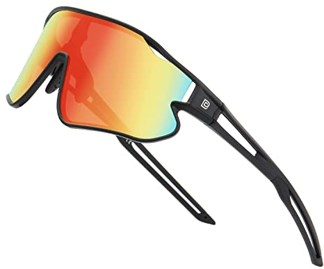 DUCO Lunettes de soleil légères TR90 pour enfants, jeunes, lunettes de soleil pour le cyclisme, le sport, le cyclisme, les garçons et les filles DK268, Monture noire monture noire monture monture