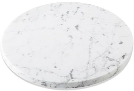 Koville Tabla de cortar de mármol italiano Carrara para cocina, losa redonda de mármol hecha a mano de 11 pulgadas para queso, embutidos, tabla de pastelería, regalo de boda, regalo de inauguración de