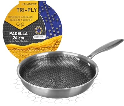 KASANOVA Padella antiaderente 26 cm Tri-ply, Rivestimento nido d'ape, Forno e tutti i piani cottura