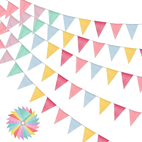 Frevoitna 5 Pezzi Bandierine Colorate, Bandierine Triangolari 4.5M Multicolor Bandiera di Pennant 60 Bandierina, Bandiere Ghirlanda per Esterni Matrimoni Compleanno Decorazione Giardino