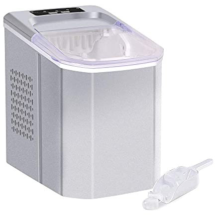 Suuim Máquina para Hacer Hielo para el hogar, máquina portátil para Hacer Cubitos de Hielo pequeños, máquina de Hielo eléctrica silenciosa con Cuchara y Cesta extraíble, fácil operación, 9