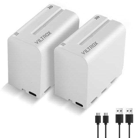 VILTROX 2-Pack Akku NP-F970 Ersatzakku 2 Stück Battery für Sony NP-F950 F960 F970 F770 F750 F570 F550 Kompatibel Godox VILTROX Neewer Camcorder/Monitor/Camera