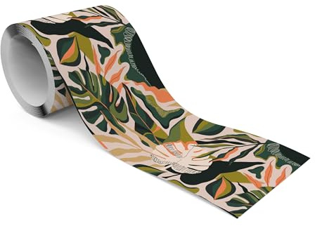 Muralo Bordüre Selbstklebend Große monstera Blätter - 10x300 cm | Tapetenbordüre, Modernes Design, UV-beständig, halbmatt, glatt und abriebfest - ideal für Wohnzimmer und Schlafzimmer