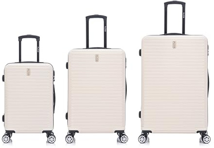CELIMS Lätta resväskor, godkända av 100+ flygbolag, för självsäker resa, Beige färg, Set 3 Pièces