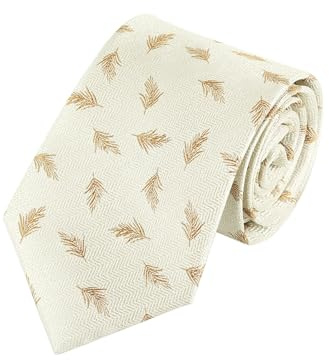 WANYING Corbatas beige crema 8 cm 3,15 pulgadas Corbata para hombre Moda Jacquard Tejido Estándar Corbata Boda Fiesta Casual Formal - 12 patrones de plumas, Serie 12 Beige - Patrón de plumas, 8 × 145