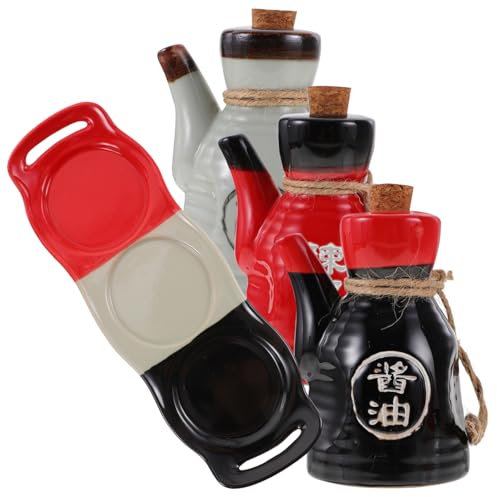 Amosfun Dispensador De Salsa De Soja y Vinagre Botella De Cerámica Diseño Elegante Para Kitchen