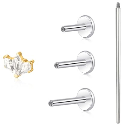 limerencia 18G Tragus Piercing, Medizinische Titan Lippenpiercing mit 6mm 8mm 10mm Stäbe,Hypoallergen Helix Piercing ohr,Labret Stecker für Bauchnabel Zunge Augenbraue Lippe Septum Nase