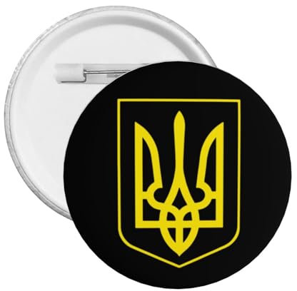 Ukrainisch Ukraine Wappen Landesflagge Button Pins Buttons Anstecker für Frauen Männer Runde Anstecker Brosche Anstecker Button Pins Brosche Anstecker für Männer 1 STK