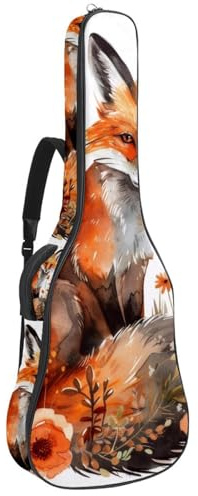 Gitarrentasche mit buntem Blumenmuster, gepolsterte Tasche für Akustikgitarre, Rucksack mit verstellbaren Schultergurttaschen, Multicolor 08, 42.9x16.9x4.7 in, Lässiger Tagesrucksack