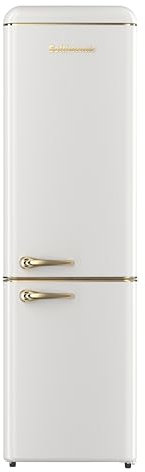 SOLTHERMIC frigorifico COMBI 2 puertas crema rústico y acabados dorados de 1,88 de alto y 55 de ancho. Gran capacidad total de hasta 270L, control de temperatura, silencioso y de bajo consumo