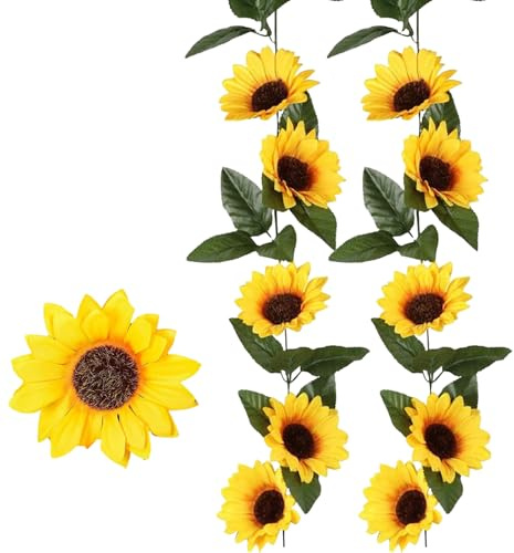 Bvxchg Sonnenblume Blumengirlande, Künstlich Girlande Frühling Deko für Garten Schlafzimmer Wohnzimmer Hochzeit Geburtstagsfeier