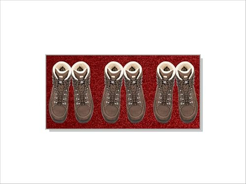 Keilbach Designprodukte – Edelstahl Schuhwanne Perfetto – 77 x 37 cm - 7 Farben – hochwertiger Schuhabstreifer – rutschfest, waschbar, dicht gewoben, Gute Schmutz- und Feuchtigkeitsaufnahme (red)