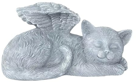 CHUNLINLAODA Statua a forma di angelo per gatto con ali d'angelo Statua Commemorativa Statua di Cane Gatto Angelo Dormiente in Resina pietra commemorativa per la casa giardino cortile