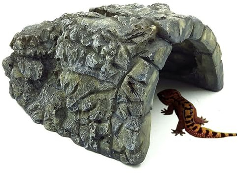 Reptiler dölj sten harts ormgömma 12,7 x 10,16 x 7,18 cm baskande sten simulering grotta gömställe för sköldpaddor ödlor ormar krabba terrarium dekor baskning orm tank tillbehör terrarium dekor