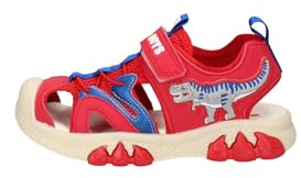 Bull Boys Sandali Dinosauro con Luci LED, Chiusura a Strappo, Vari Colori. NUMERAZIONE dal 26 al 35 (Rosso, Sistema Taglie Calzature EU, Bimbo (0-5 Anni), Numero, Media, 26)