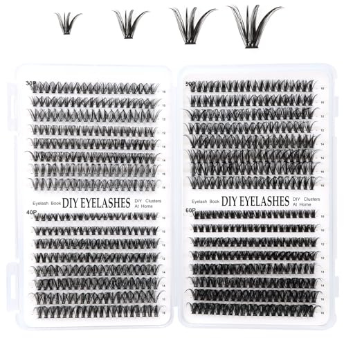 MOTIBACK Wimpern Extensions Set - 640 Pcs DIY Lash Extension Set mit 30D - 60D für Damen | Selbstklebende Künstliche Wimpern inkl. Wimpernkleber, Präzisionspinzette, Applikator & Bürste (Rosa)