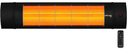 OPRANIC PRO V70R Infrarot Heizstrahler Outdoor – Deckenheizstrahler– Heizstrahler Terrasse Elektrisch – Terrassenheizer – IP65 wasserdicht – Fernbedienung – Timer (Tiefschwarz)