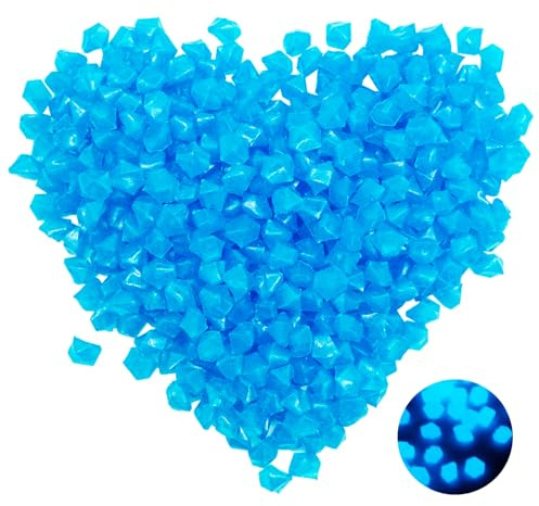 450 pièces Pierre Lumineuse, Caillou Galets Phosphorescent Pierres Décoratives de Pot de Fleur 9-13MM Jardin Decoration pour Le Routes, l'allée, la Cour, l'aquarium, Bleu