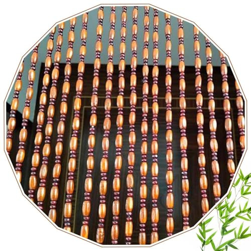 Tenda con perline in bambù, decorazione anti-mosche per porta, 60/70/90/110/130 cm, perline di legno naturale, tende da appendere per interni/esterni, 40 fili, 80 x 110 cm
