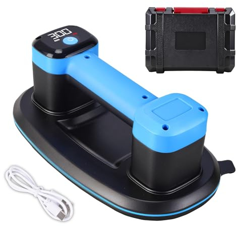 Yofidra Akku Saugheber – 300KG Saugkraft, Fliesenheber Akku 3600 mAh, LCD Display, USB-C Wiederaufladbar, Ø26cm Elektrischer Vakuumsauger für Glas, Fliesen, Marmor, Terrassenplatten