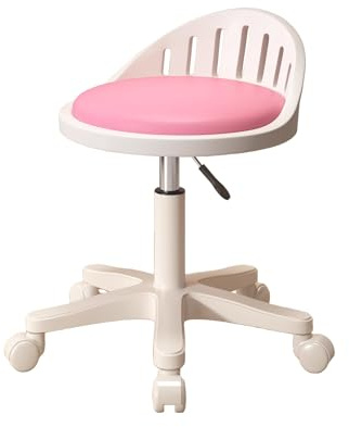 Taburete rodante con soporte para la espalda, altura ajustable de 16 a 20 pulgadas, silla de salón para estilistas con ruedas