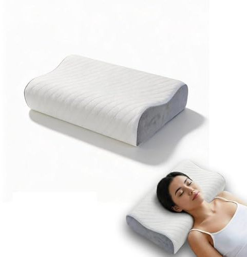 TOREOKO Oreiller Ergonomique Cervical à Mémoire de Forme, Coussin Orthopédique pour Nuque 60x35cm, Oreiller Anti Ronflement pour Dormeurs Dos Côté Ventre, Housse Amovible Lavable en Machine à 40°C