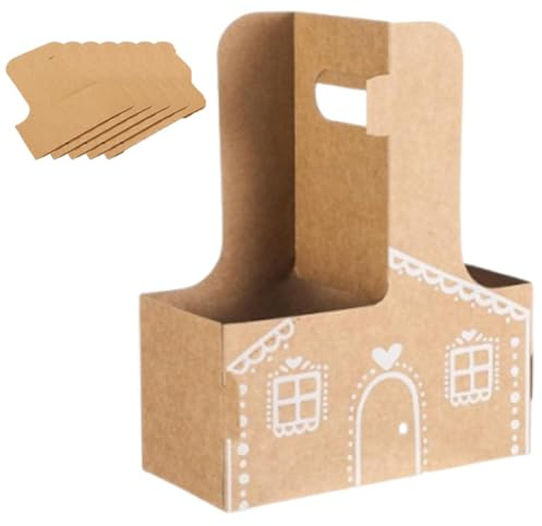 Scatola regalo natalizia/portabicchieri a forma di casetta di pan di zenzero, grandi scatole for bevande e dolcetti a forma di casetta di pan di zenzero, porta caramelle natalizie for regali(10PCS)