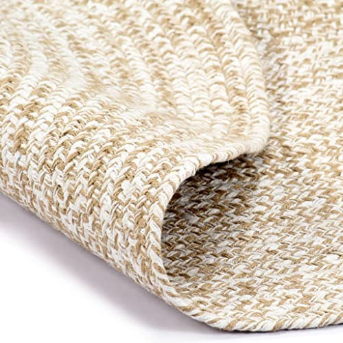 Generico Tappeto Artigianale in Juta Bianco e Naturale 120 cm,Tappetini-133723