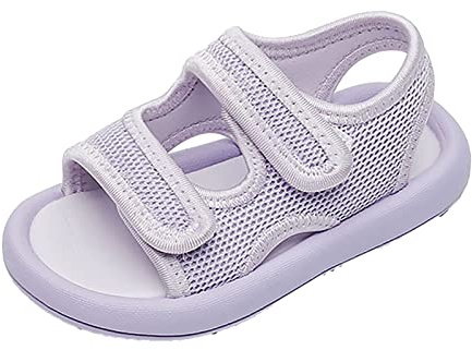 Sandales d'été pour enfants et filles - Avec boucle réglable - Chaussures d'apprentissage de la marche - Confortables - Respirantes - Chaussures de plage légères - Pour l'été et la plage, lilas, 24 EU