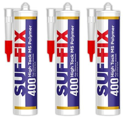 SUF-FIX 400 No More Screw High Tack MS Polymer 290 ml-500 gr 3 x High Initial Tack Construction Adhesive | Professional Heavy Duty Bonding Adhesive Waterproof Elastic Paintable Solvent Free (3 Pack)