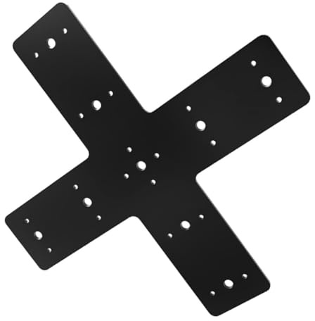MOKKHNB Piastra in Acciaio Inossidabile a Forma di Croce di Riparazione Nero per Rinforzo Travi e Stabilità, per Design e Costruzione Pergolati