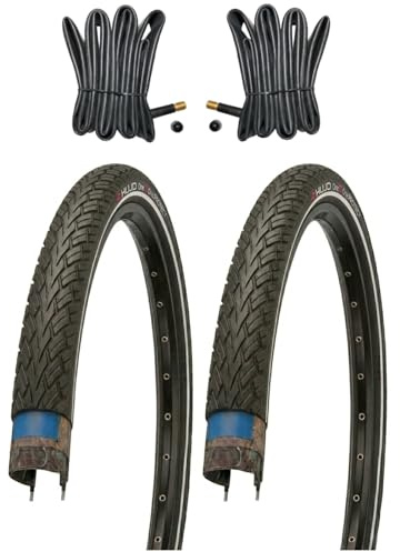 Kujo 2er Set 26 Zoll Fahrradreifen 26x1.95 Zoll mit Kevlar Protect 2.5 mm Pannenschutz, 50-559, für Mountainbikes, inkl. Schläuche mit Autoventilen