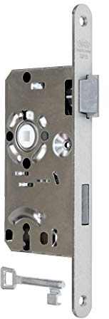 BKS Standard Zimmertürschloss/Türschloss mit Buntbart 55/72/8, Stulp: 20 x 235mm abgerundet, DIN Rechts incl. SN-TEC® Montageset