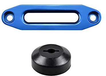 Astra Depot Blue 4 4/5 x 1 1/2 Hawse Fairlead Aluminum3000-4000lbs and Black Rubber Winch Rope Stopper for 3/16 1/4 Off-Road ATV UTV Truck 4x4 Synthetic Winch Rope