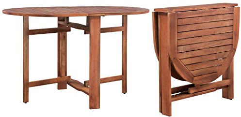 Festnight Mesa de Comedor Jardín Plegable Oval Madera Acacia Maciza, Marrón 120 x 70 x 74 cm