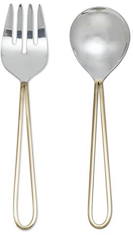 Abbott Collection Loop Handle Salad Servers, Gold