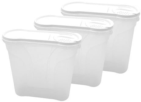 Schüttdosen Set 2,4 L Vorratsdose Streudose Weiß Aufbewahrungsdose Küche | Rival, Kunststoff, Lebensmittelbehälter, stapelbar, Schüttdeckel, Küchenorganisation, Vorrat, langlebig, praktisch