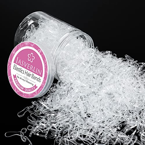 JASVERLIN Clear Hair Elastic Bands, Small Hair Ties Tiny Rubber Bands for Hair Baby Ponytail Holders for Toddler Girls 1000pcs
