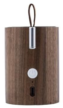 Gingko Design Drum Light Bluetooth Speaker, and incredible sound, long lasting rechargeable battery, USB-C cable included, (True Wireless Pairing) TWS function, Indoor/Outdoor, strong bass (Walnut)