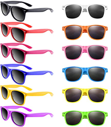 Morcheiong Occhiali da sole colorati neon, occhiali da sole, regali di festa, riempimento sacchetti regalo, regalo divertente per festa di compleanno, 12 colori, 12 count