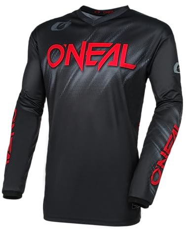 O'NEAL | Motocross-Jersey Langarm | MX Enduro | Gepolsterter Ellbogenschutz, V-Ausschnitt, atmungsaktiv | Element Jersey VOLTAGE V.24 | Erwachsene | Schwarz Rot | Größe S