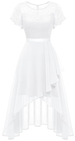 Wedtrend Women's Formal Dresses, White Bridesmaid Dress, Flutter Sleeve Fall Wedding Guest Dresses for Women High-Low Semi Formal Dress WT0303WhiteL