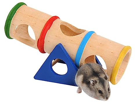 Tunnel per mouse in legno | Tubo a tunnel in legno per criceto – Accessori per gabbie da masticare per topi nani, nascondiglio di baule cavo per piccoli animali per porcellini d'India, criceti,