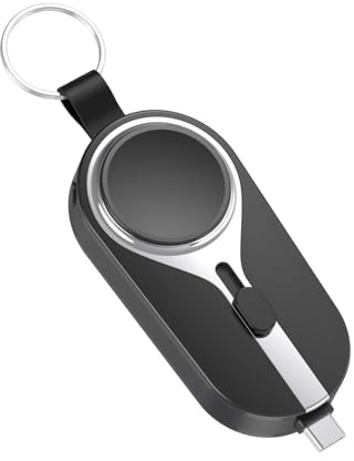 Portable Keychain Charger, 2 in 1 2000mAh Mini Portable Emergency Power Bank, Travel Keychain Charger for Watch, Smartphone, Tablet PC, Earphone (Black)
