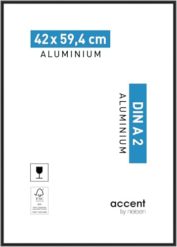 accent by nielsen Aluminium Bilderrahmen Accent, 42 x 59,4 cm (A2), Schwarz
