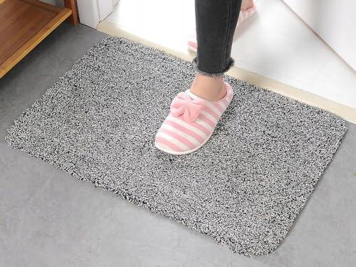 Zerbino Magico, Tappetino per Scarpe, Misura 70x50 Cm, Gomma Antiscivolo Fondo PVC, Cotone e MicroFibra, Universale Esterno Interno, Fango Pioggia Sporco (GRIGIO)