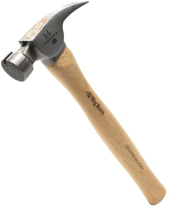 Big Horn 15150 14 Oz Tiger Titanium Framing Hammer – Straight Hickory Handle, Milled Face, Magnetic Nail Starter, Precision Balanced Titanium Head for Professional Framing and Construction