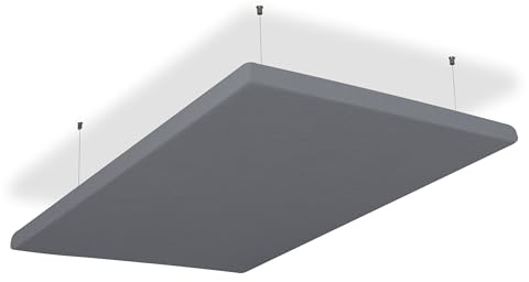 SILENT4® Ljudisolerande tak, 114 x 72 x 5 cm, akustisk bild, akustiska paneler av akustisk, repmontering, mätbar förbättrad rumsakustik tack vare akustiska plattor med tvättbart tygöverdrag i mörkgrå