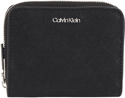 Calvin Klein Damen Geldbörse Must Medium Mono mit Reißverschluss, Schwarz (Black Mono), Einheitsgröße